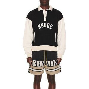new NWT Rhude x Automobili Lamborghini Pique Polo Shirt in Black & Cream